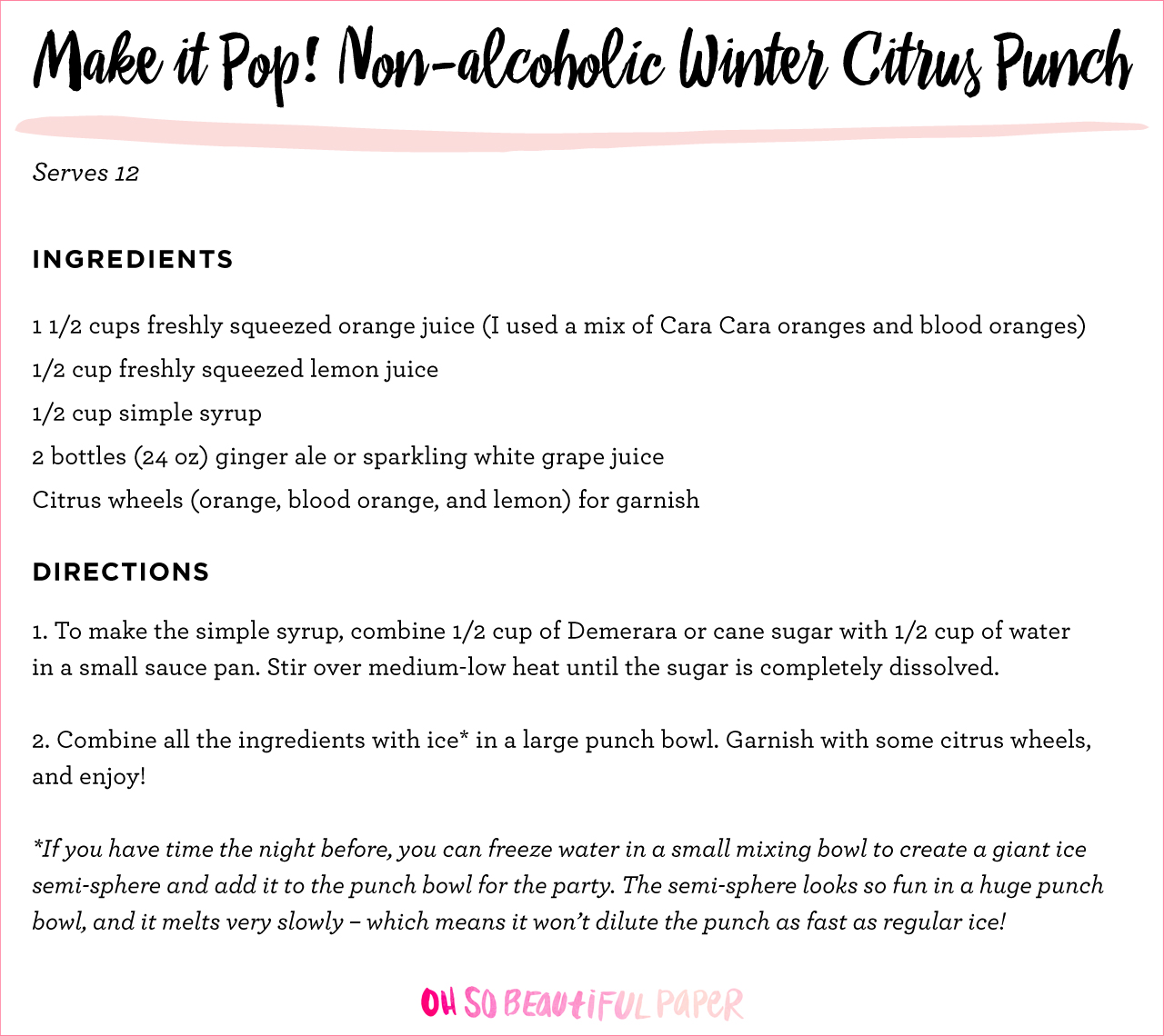 Make it Pop Non-alcoholic Winter Citrus Punch Recipe