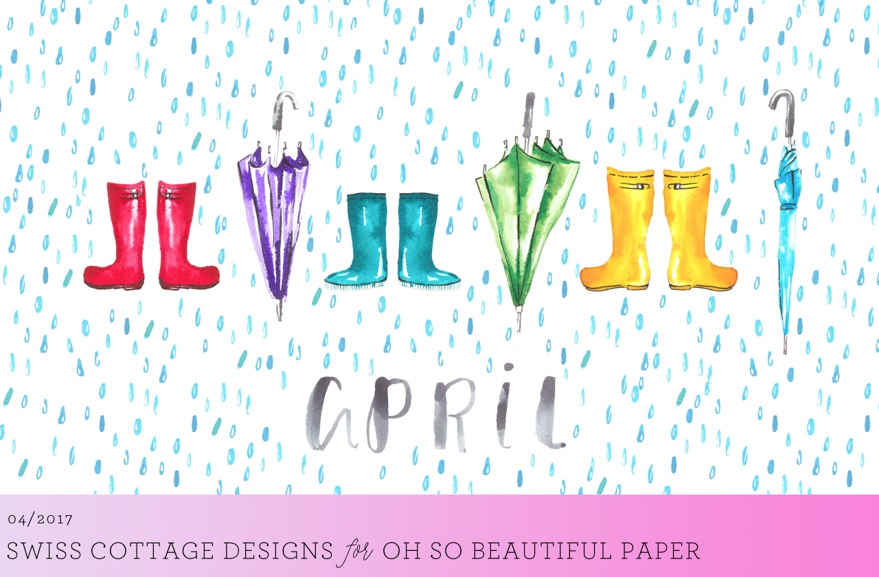 April Showers Illustrated Wallpaper by Swiss Cottage Designs
