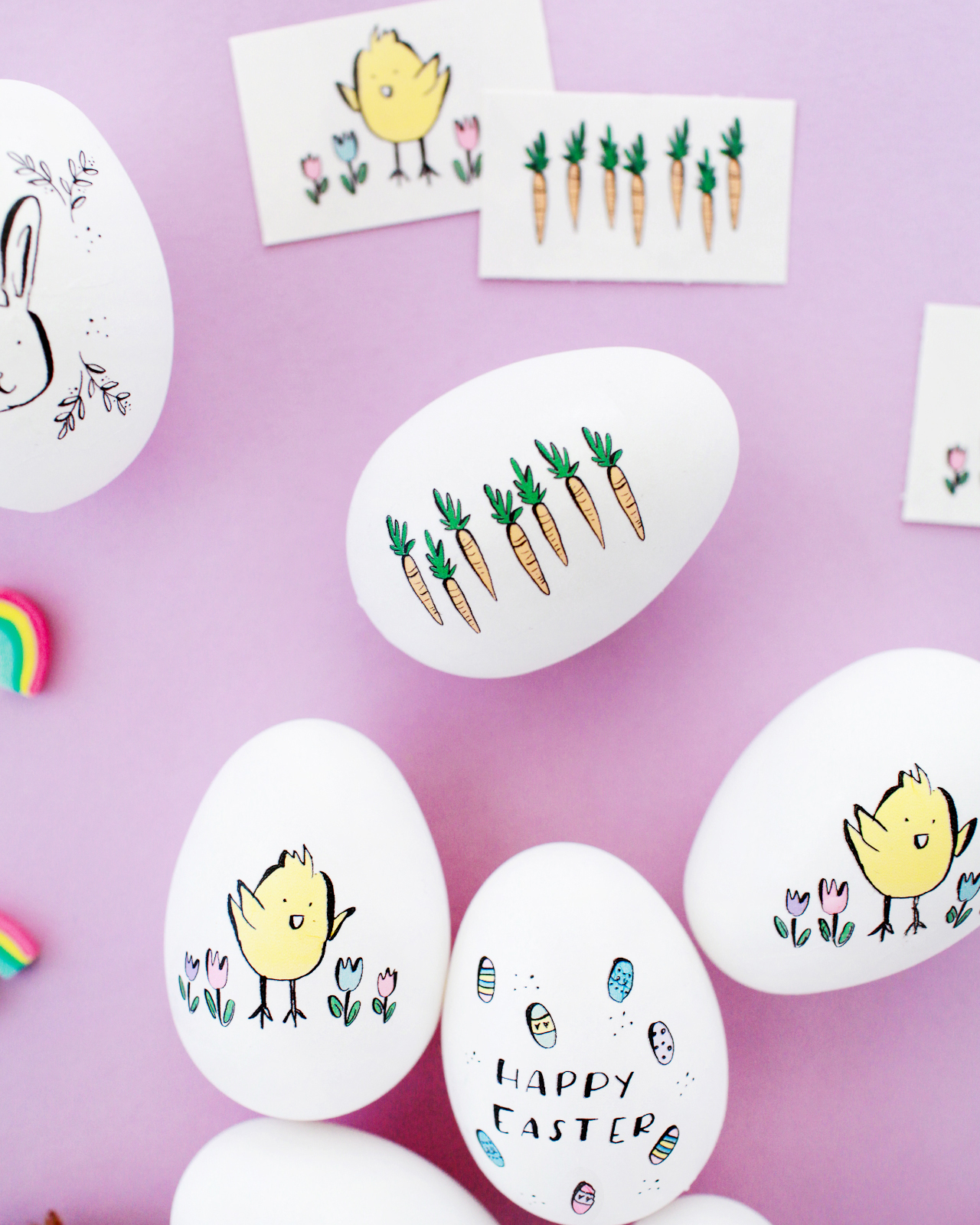 DIY Illustrated Temporary Tattoo Easter Eggs