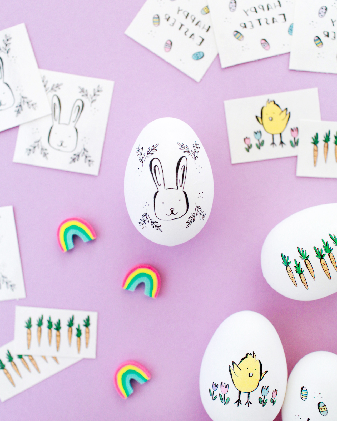DIY Illustrated Temporary Tattoo Easter Eggs