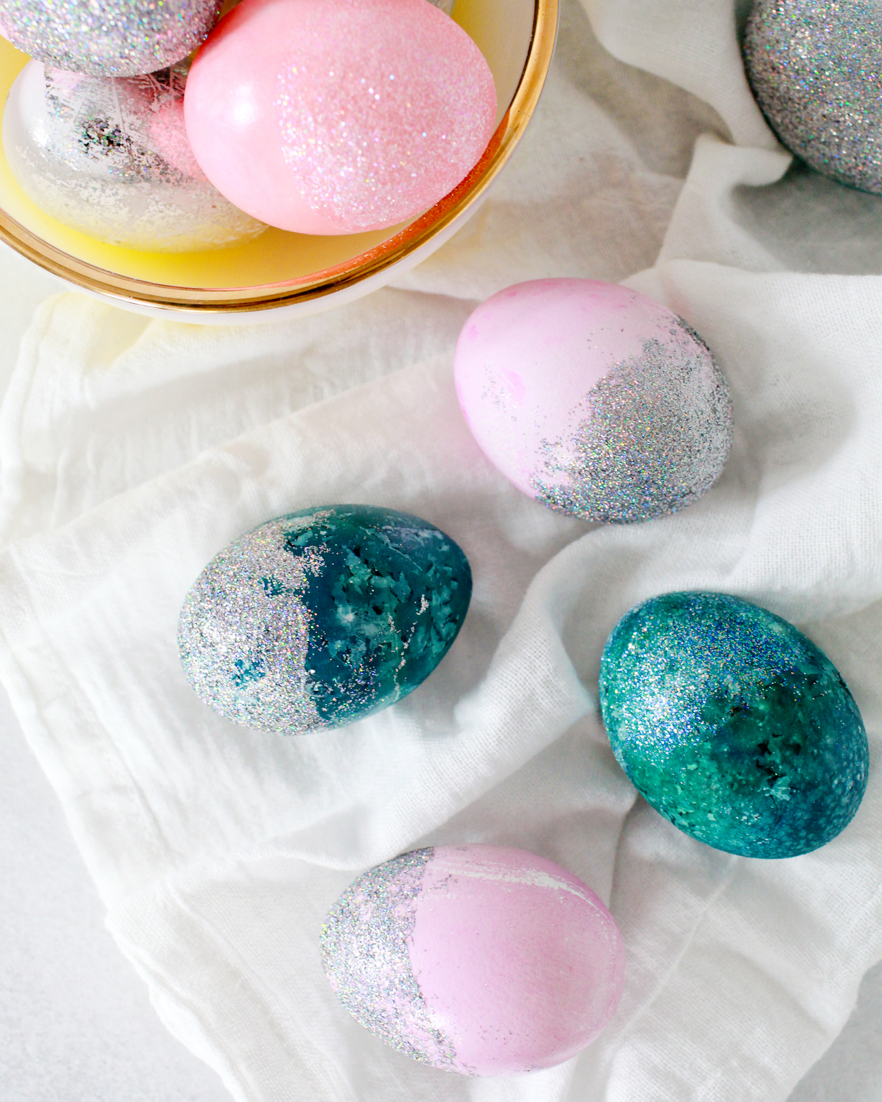 DIY Hologram Glitter Dipped Easter Eggs