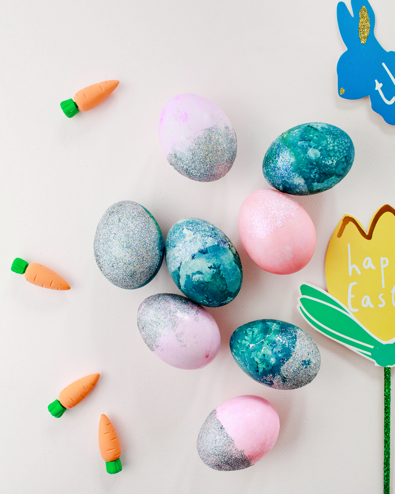 DIY Hologram Glitter Dipped Easter Eggs