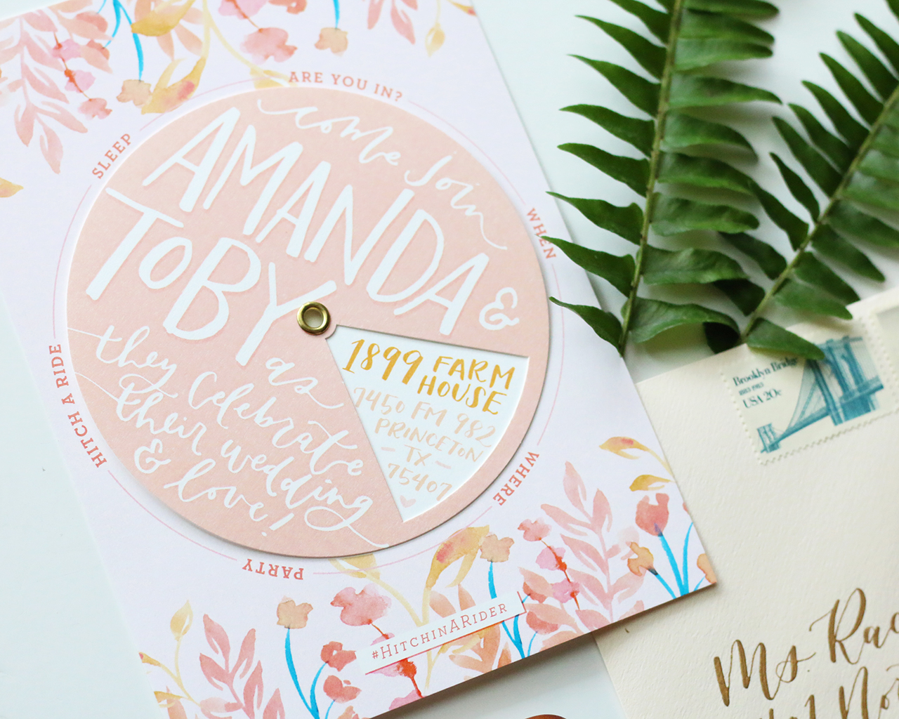 Playful Floral Pinwheel Wedding Invitations by Goldie Design Co.