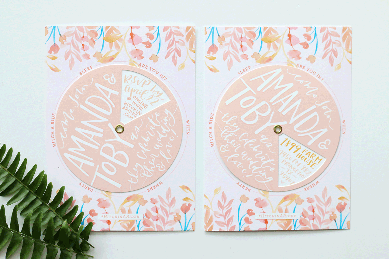Playful Floral Pinwheel Wedding Invitations by Goldie Design Co.