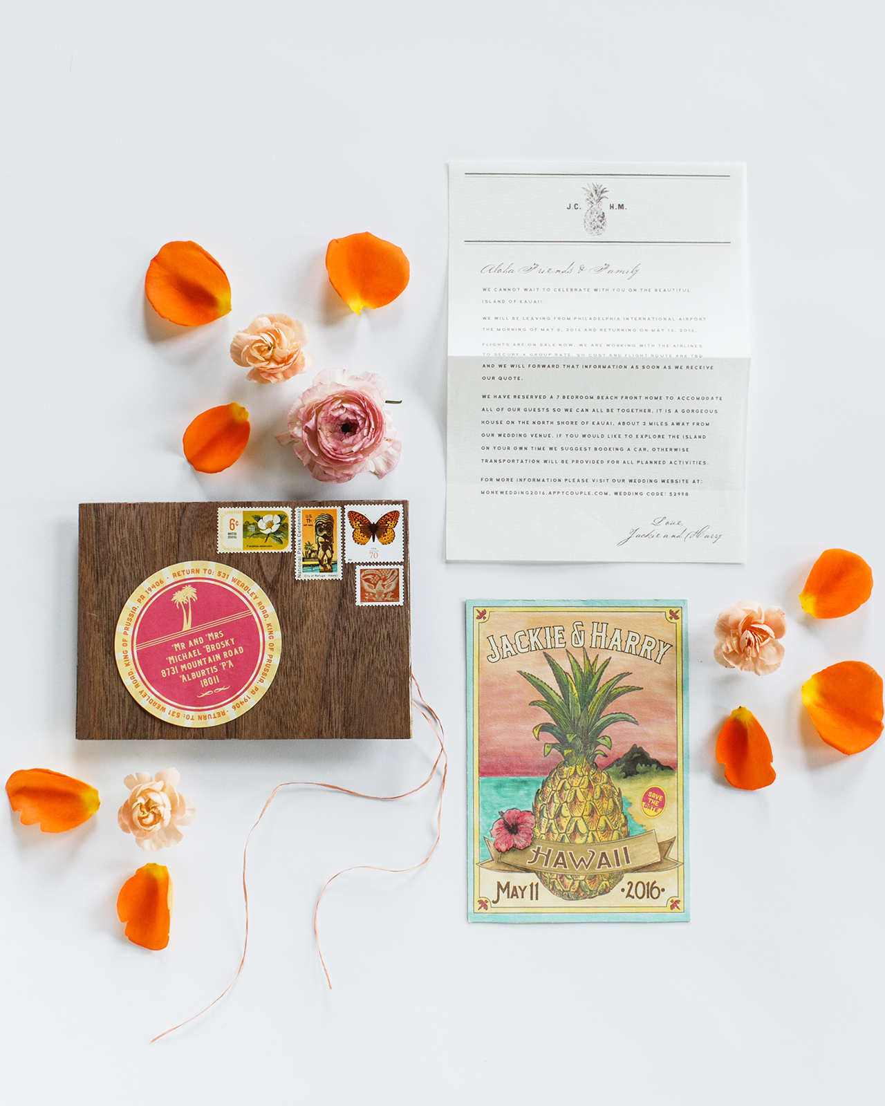 Vibrant Tropical Hawaiian Wedding Invitations