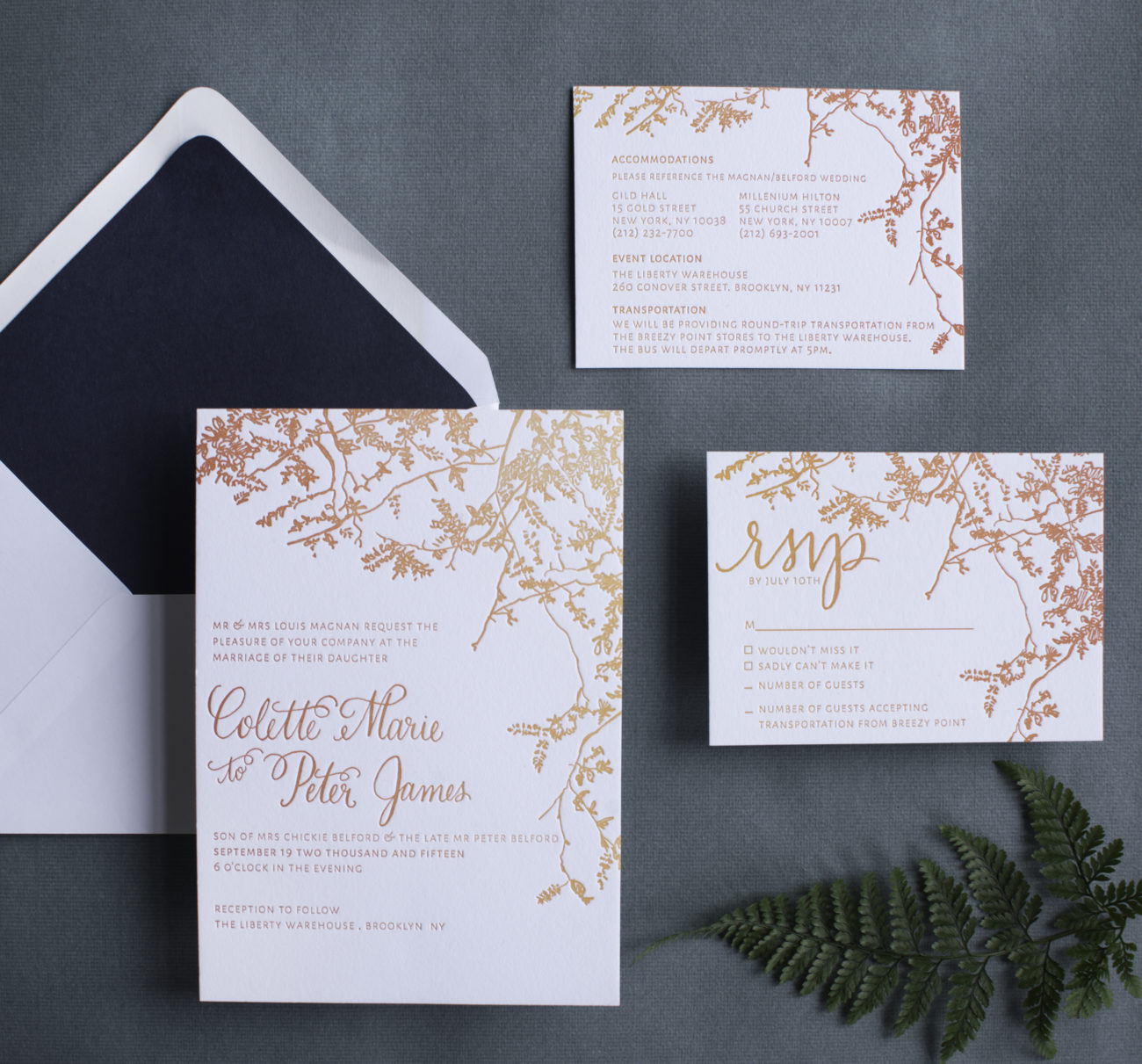 Autumn OmbrÃ© Letterpress Wedding Invitations