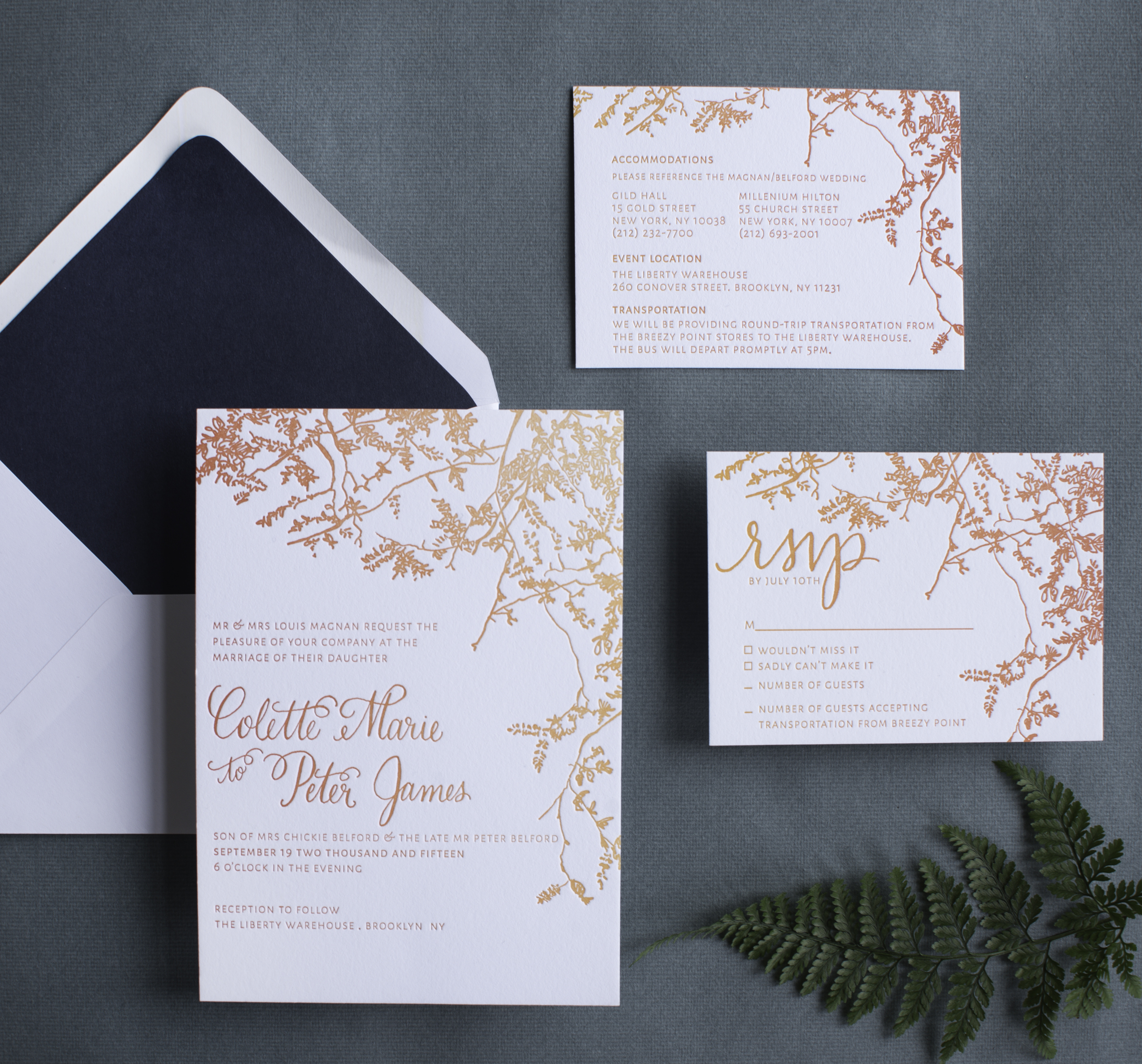 Autumn Ombré Letterpress Wedding Invitations by Al Stampa