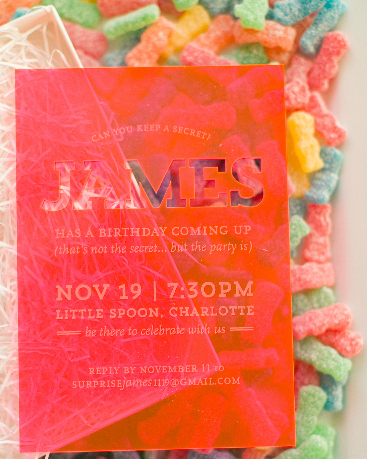 Neon Acrylic Birthday Party Invitations by Atheneum Creative