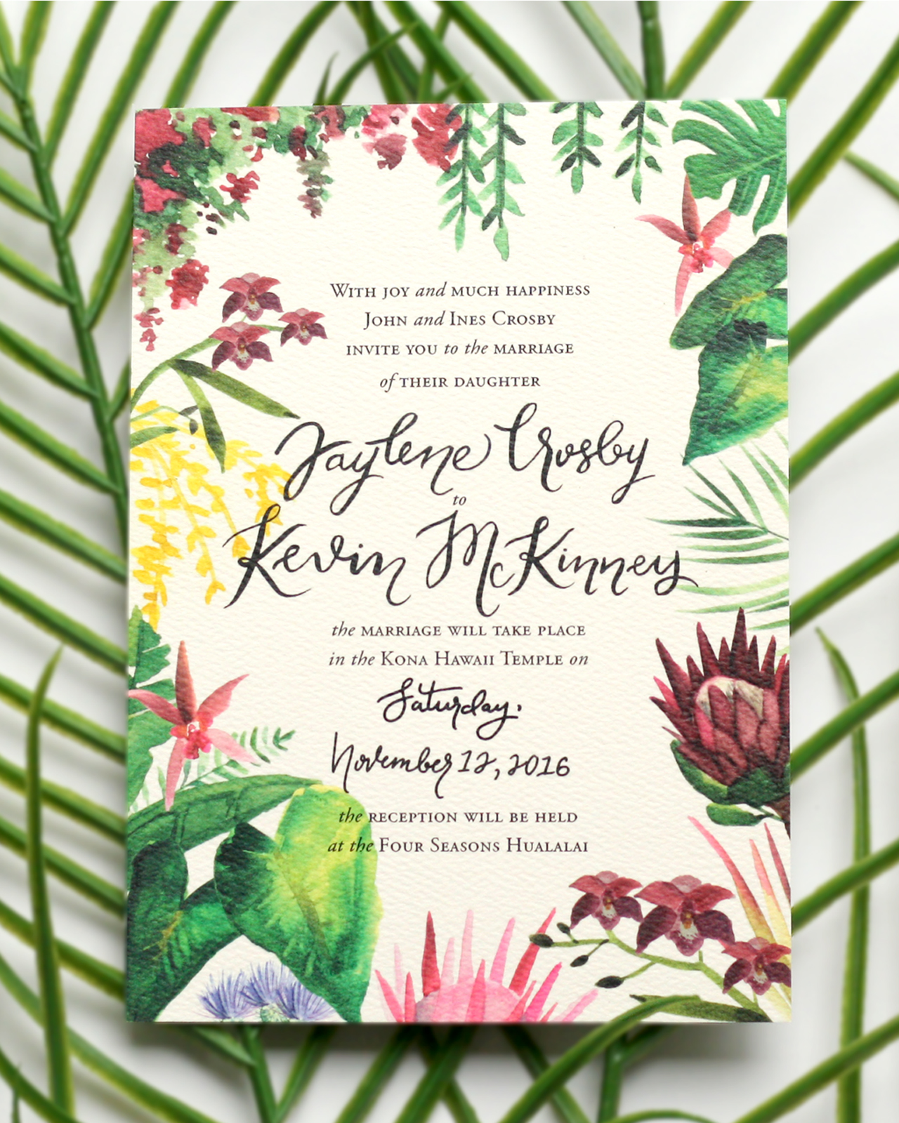 Illustrated Tropical Hawaiian Wedding Invitations