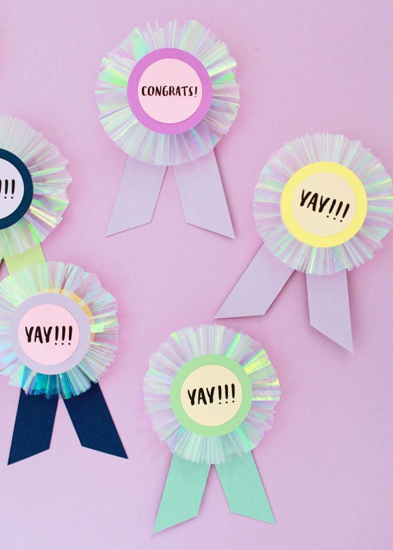 DIY Iridescent Paper Prize Ribbons