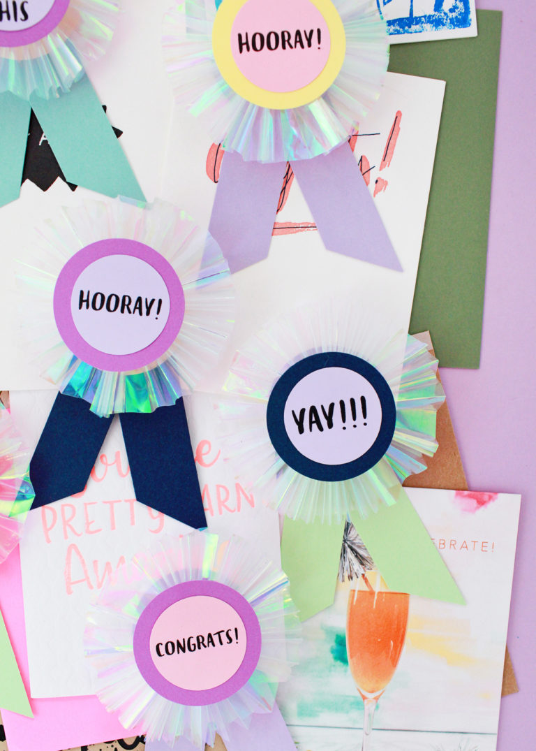 DIY Iridescent Paper Prize Ribbons