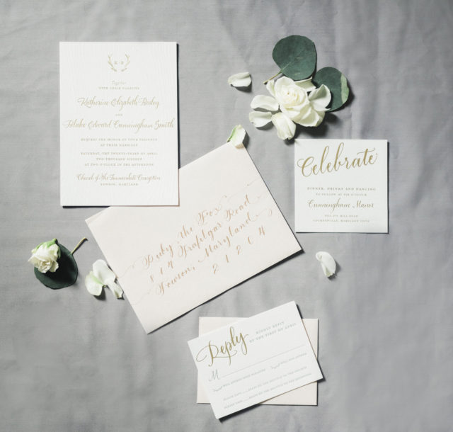 Understated and Elegant Cream and Gold Wedding Invitations