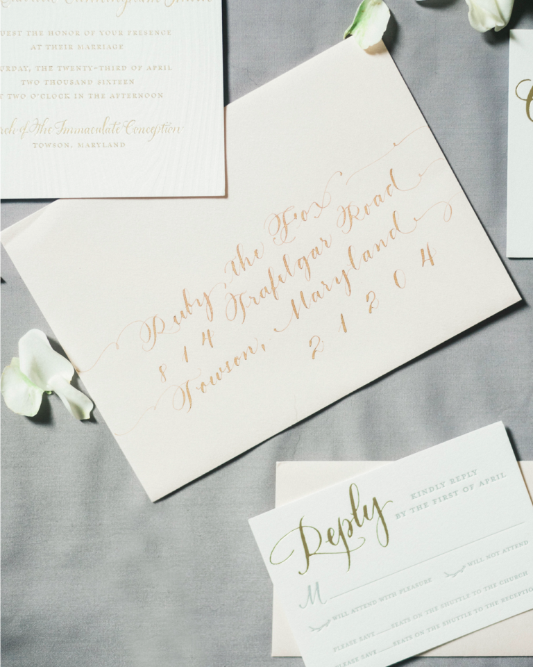 Understated and Elegant Cream and Gold Wedding Invitations