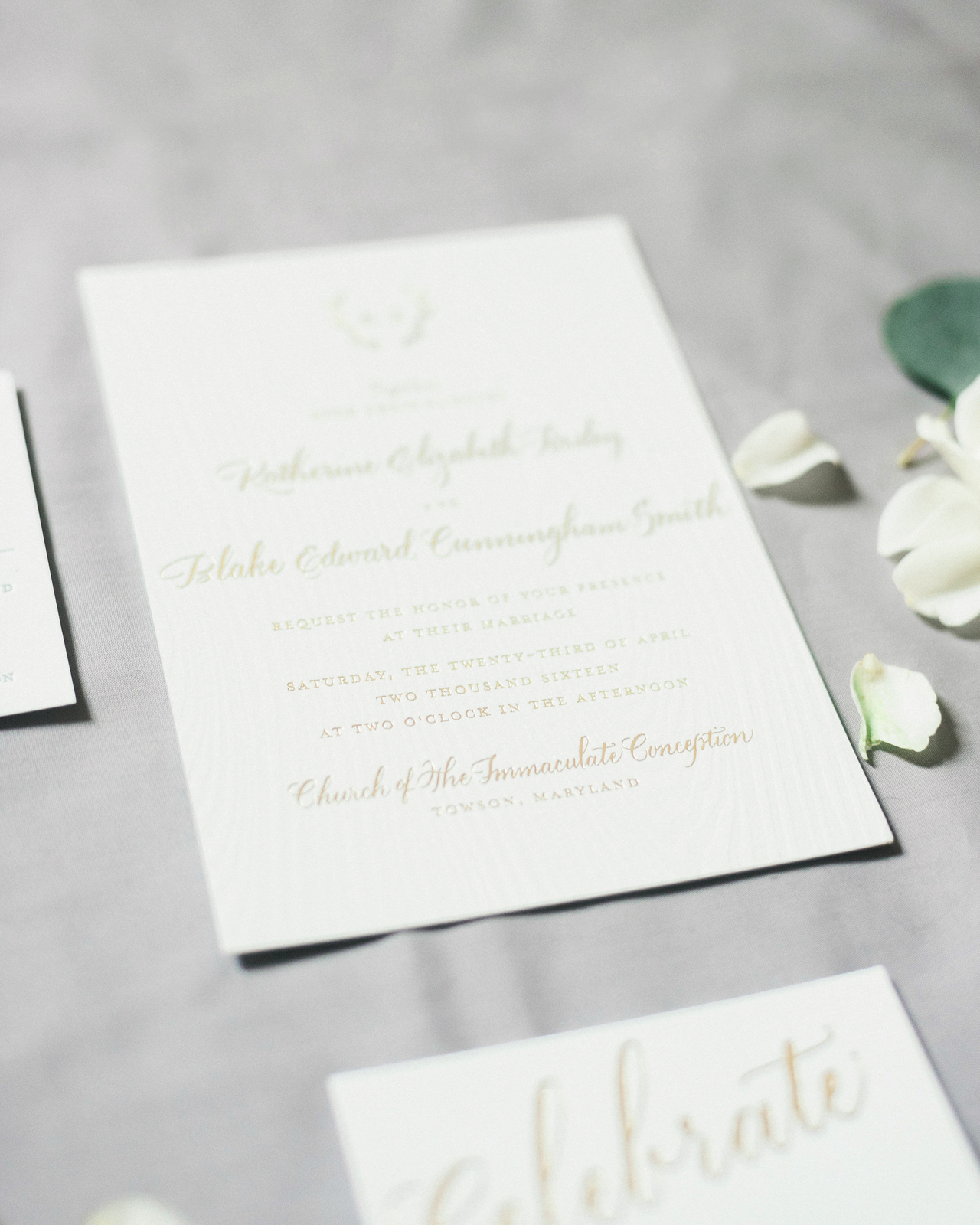 Elegant Cream and Gold Wedding Invitations by Ruby the Fox