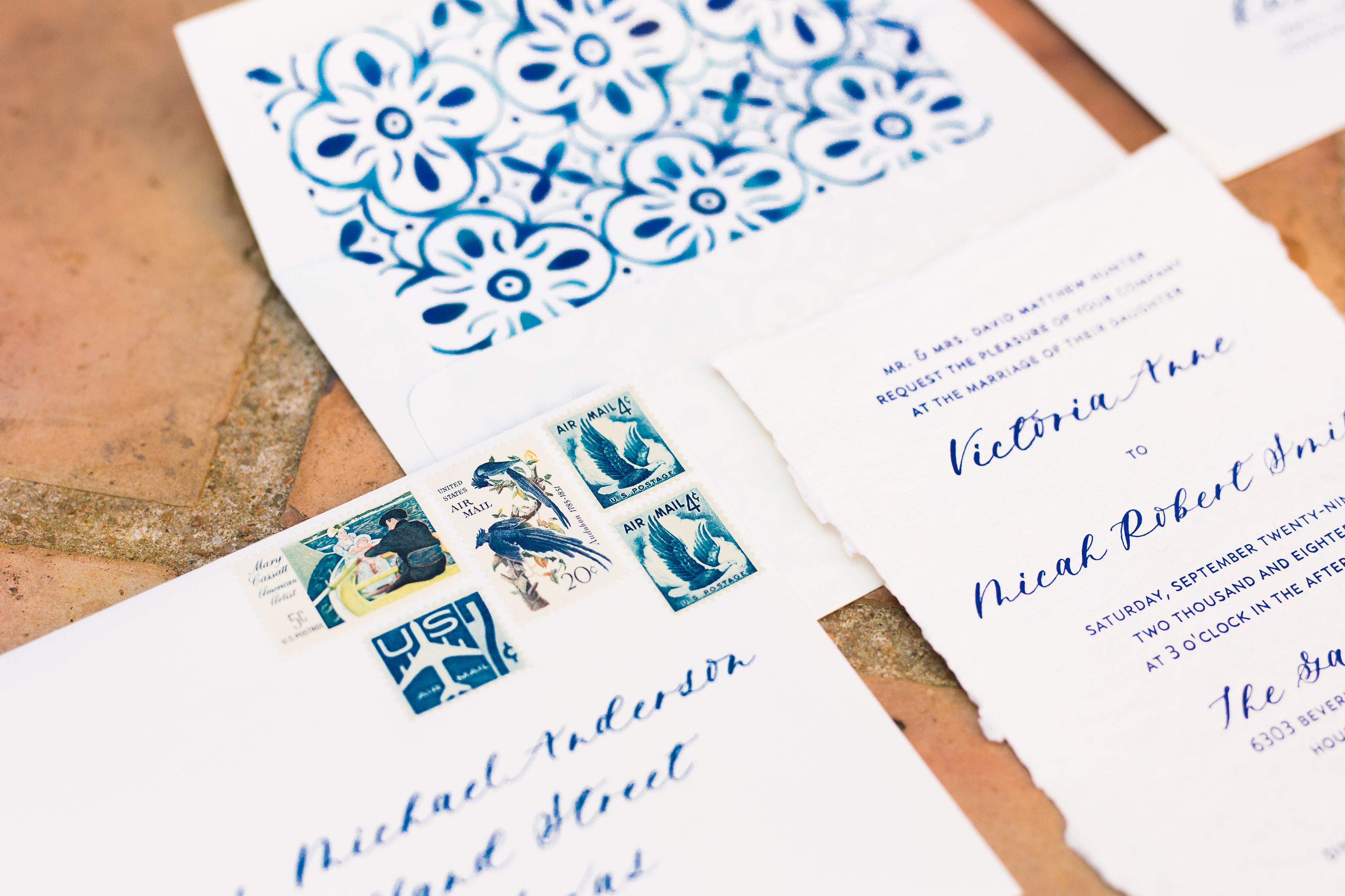 Mediterranean Inspired Watercolor Wedding Invitations by Bluebonnet Press