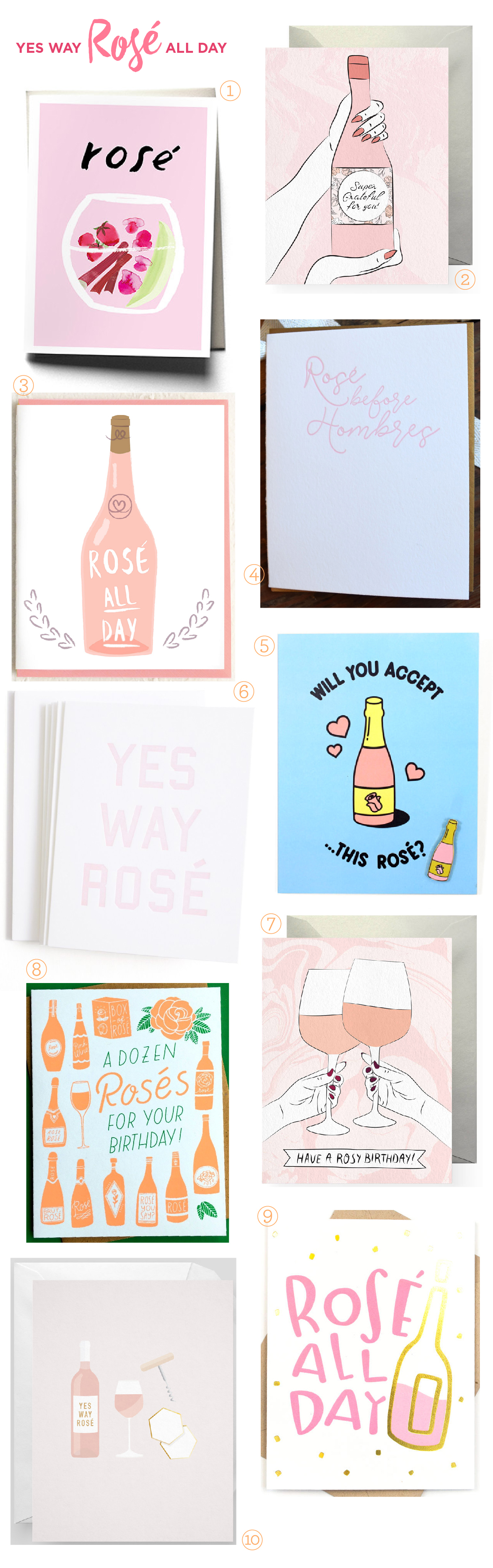 Rosé-Themed Greeting Cards