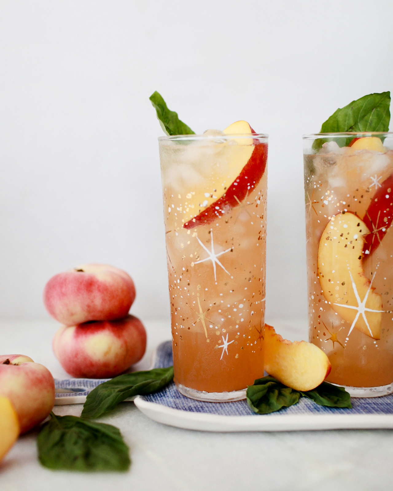 Peach-Basil Whiskey Cobbler Cocktail Recipe