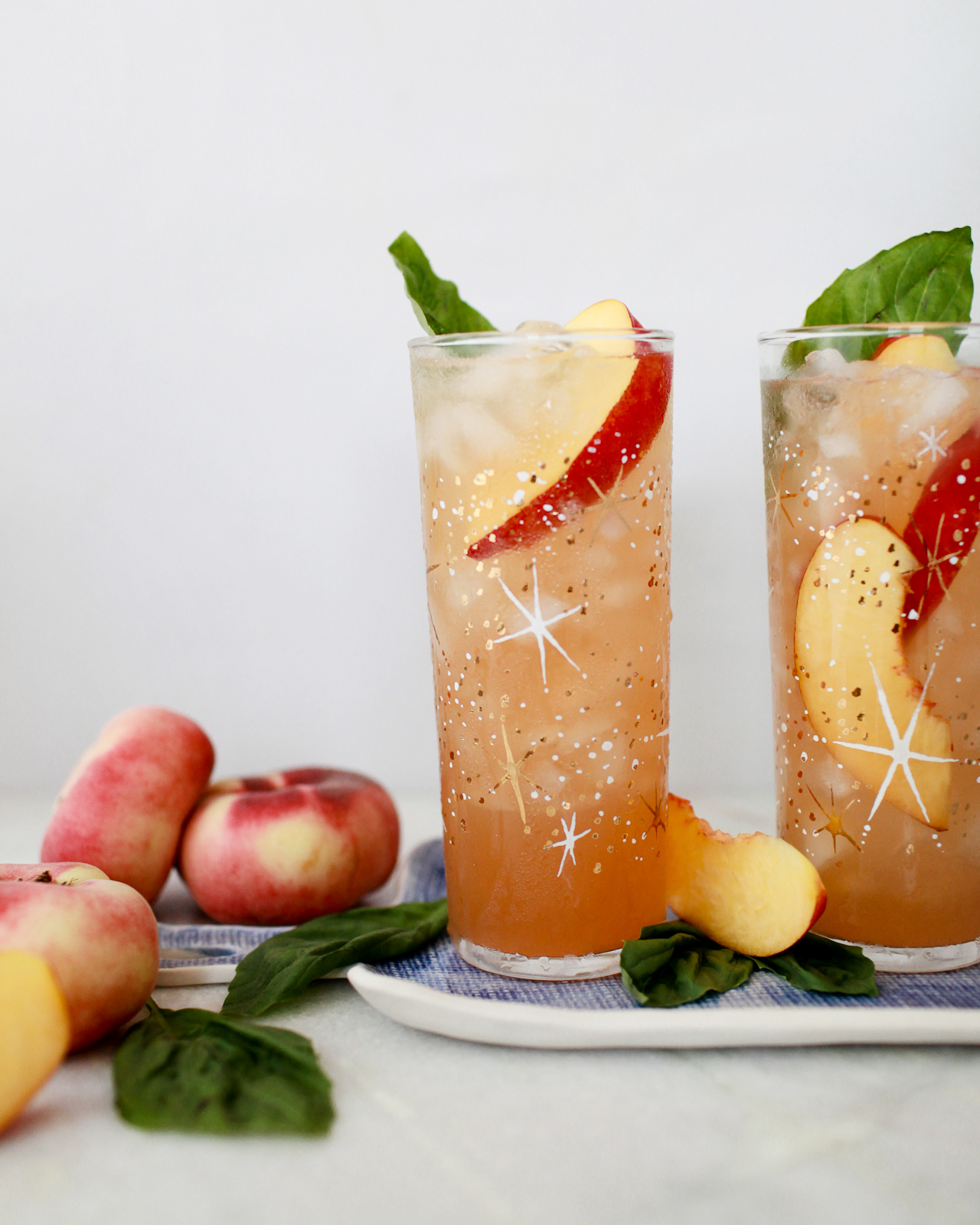 Peach Basil Whiskey Cobbler Cocktail Recipe