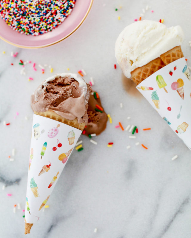 printable illustrated ice cream cone wrappers