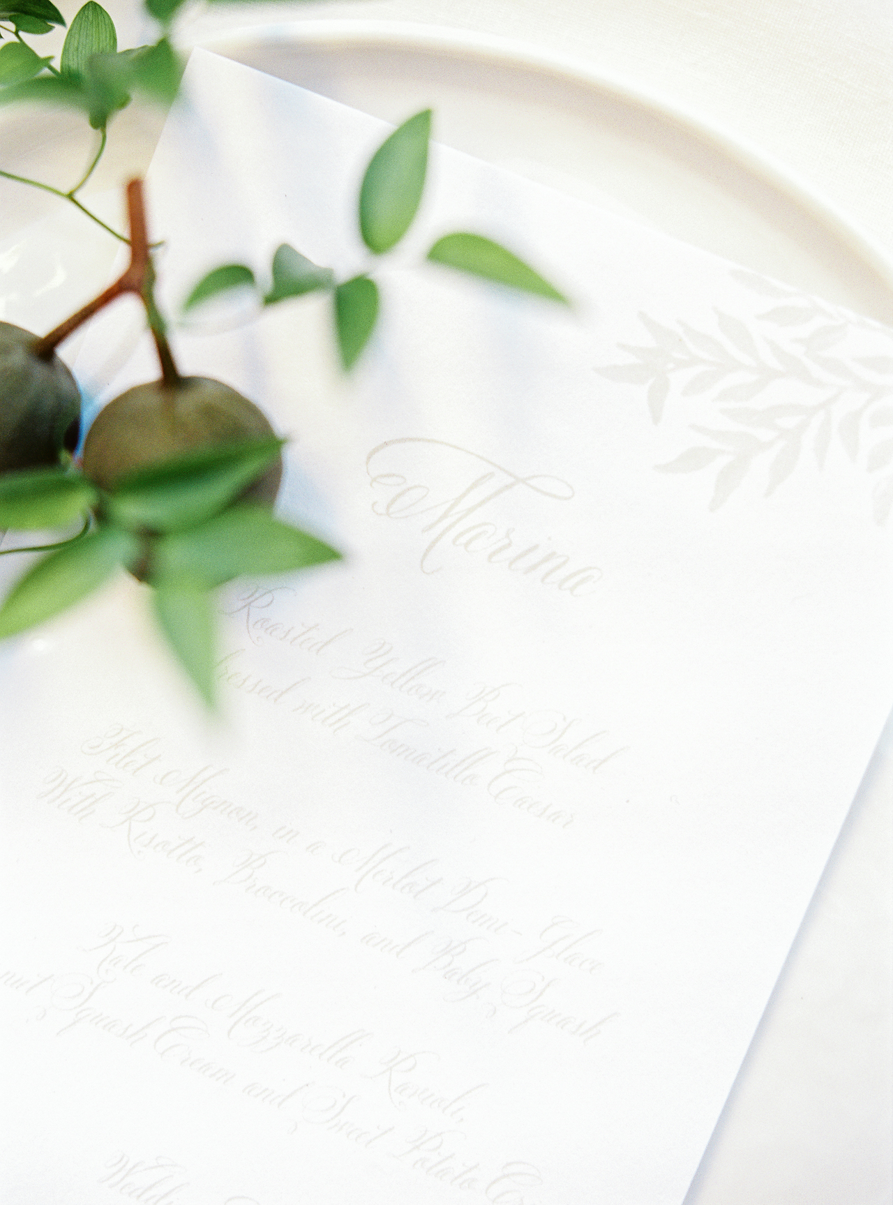 Soft Neutral Vineyard Wedding Invitations by Honey Paper