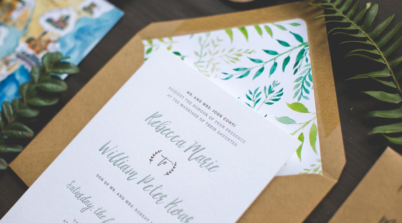 Illustrated Honeysuckle Vine Wedding Invitations by Wide Eyes Paper Co.