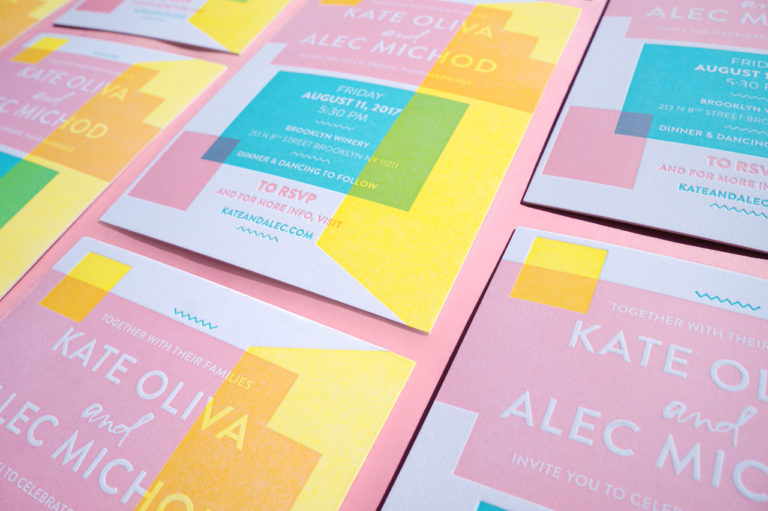 Color Blocked Geometric Wedding Invitations