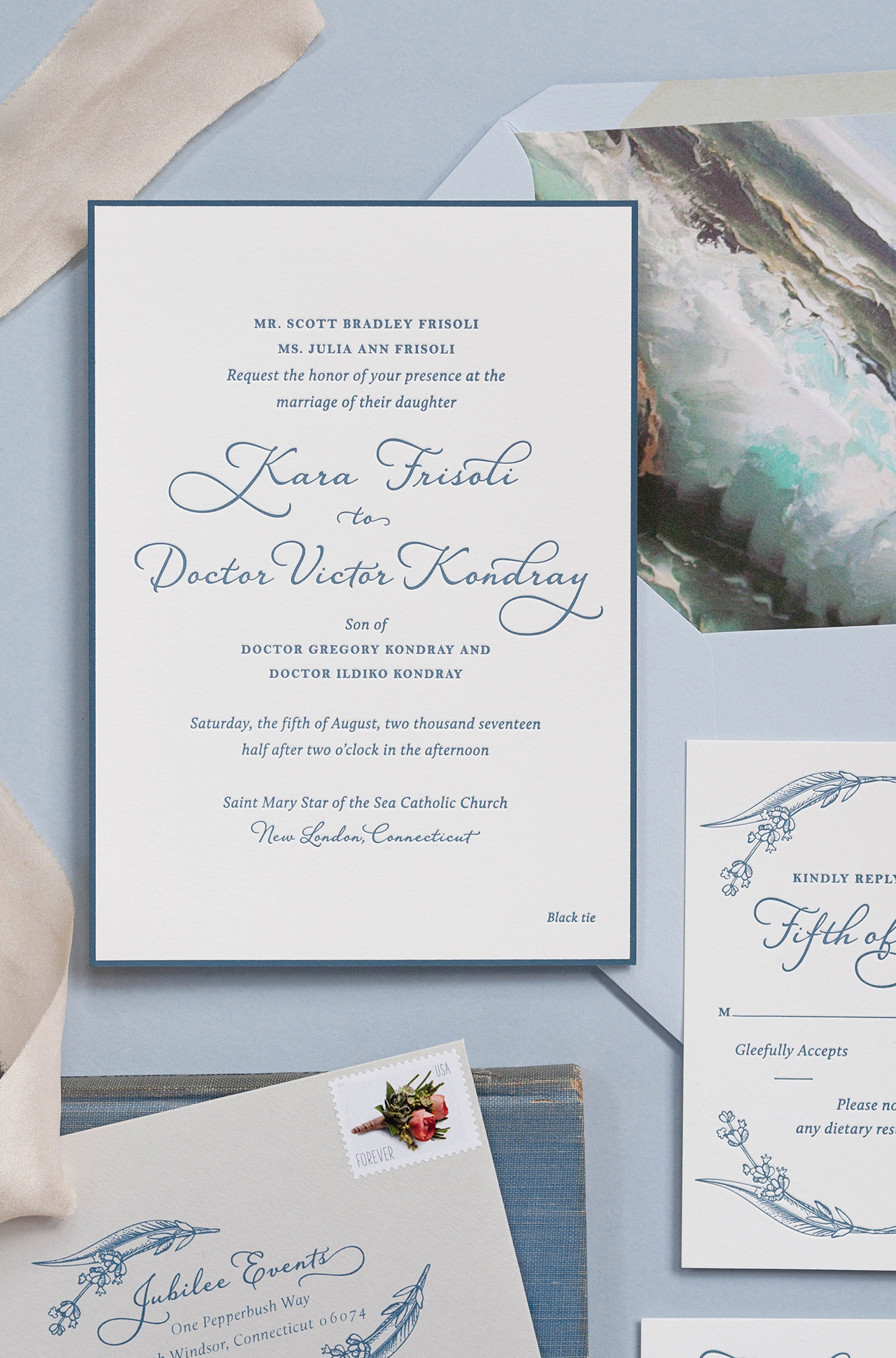 Classic Ocean-Inspired Wedding Invitations by Coral Pheasant