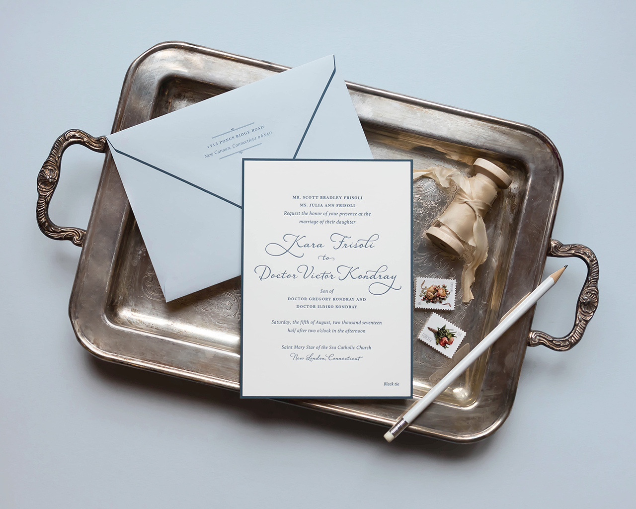 Classic Ocean-Inspired Wedding Invitations by Coral Pheasant