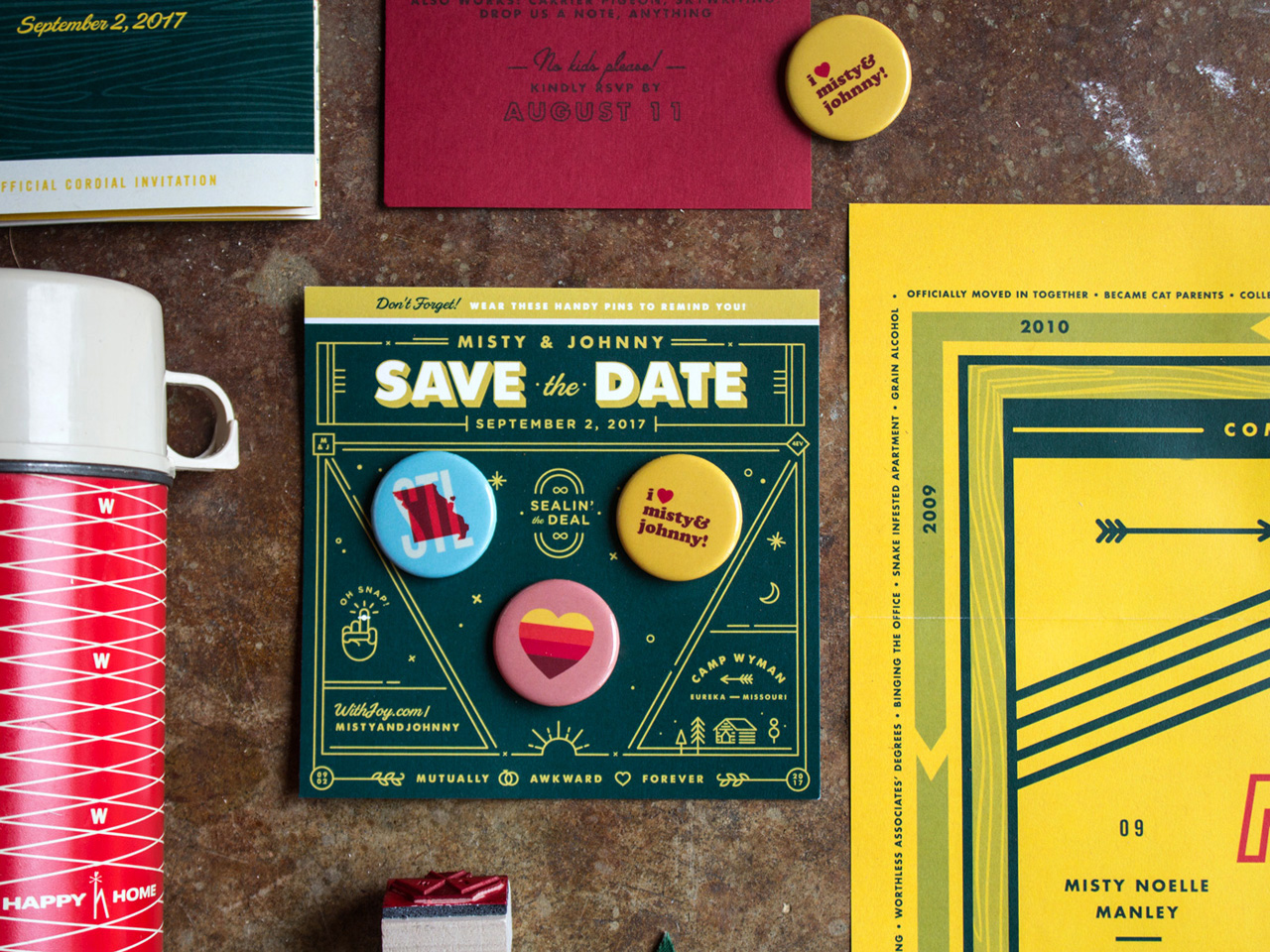 Quirky Camp-Theme Wedding Invitations by Misty Manley
