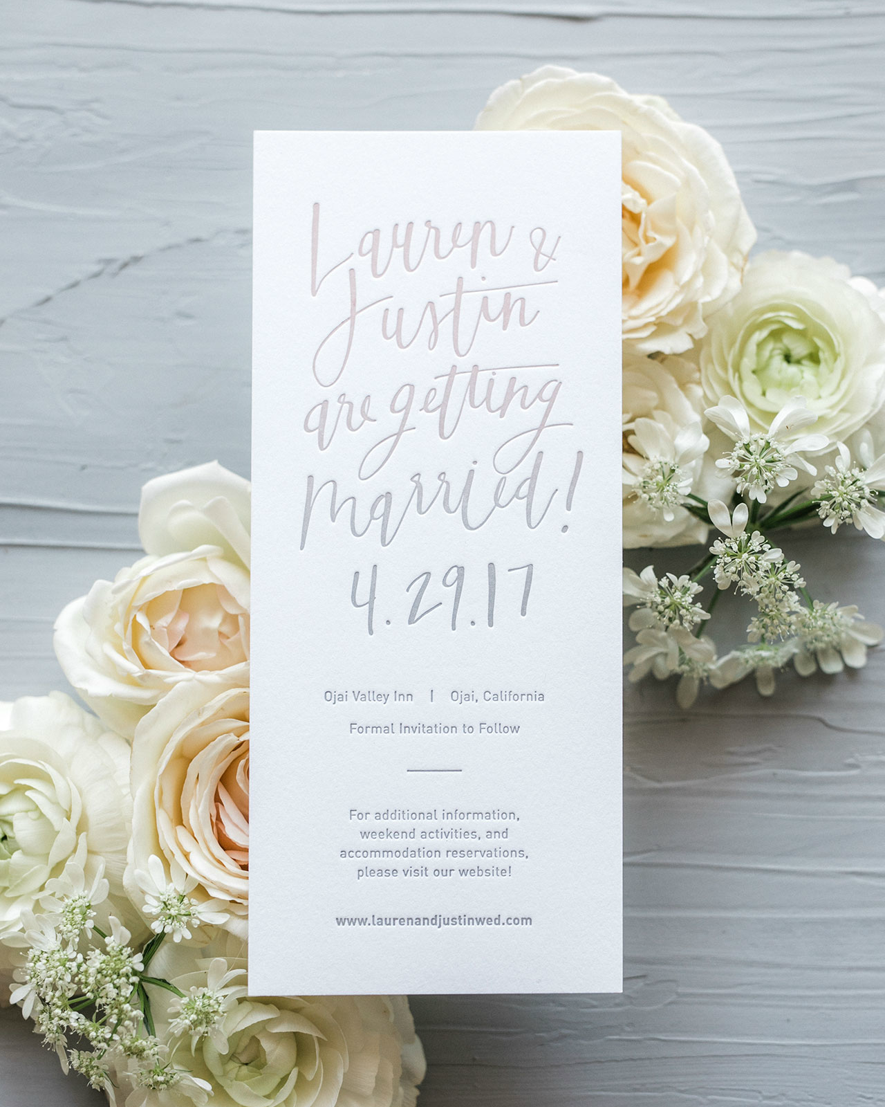 Blush and Gray Desert Wedding Invitations by Goodheart Design