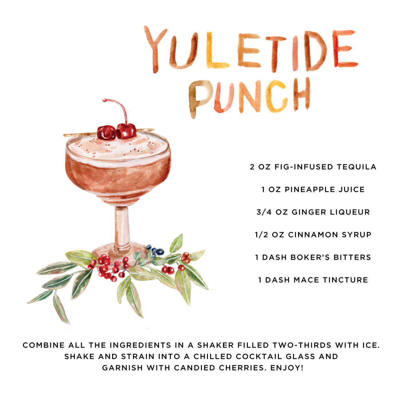 Yuletide Punch Cocktail Recipe Illustration
