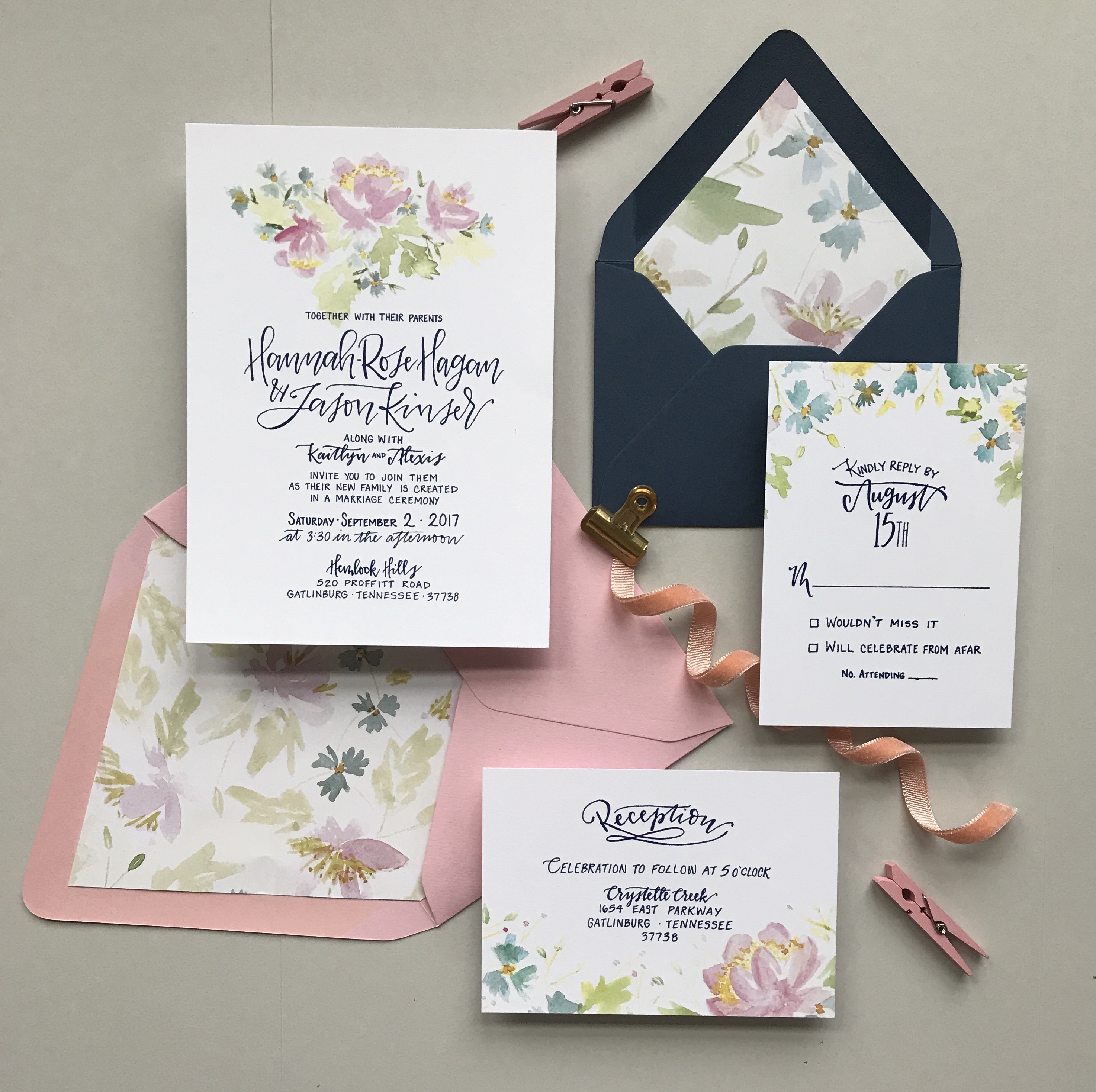 Bright and Cheerful Floral Watercolor Wedding Invitations by Grey Snail Press