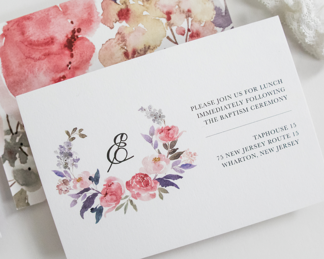 Floral Baptism Invitations by Honeybee Paper Co.