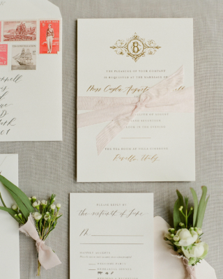 Classic Neutral Italian Destination Wedding Invitations