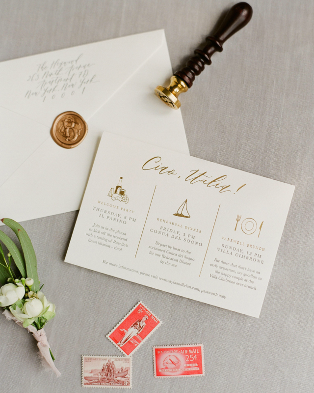 Classic Neutral Italian Destination Wedding Invitations