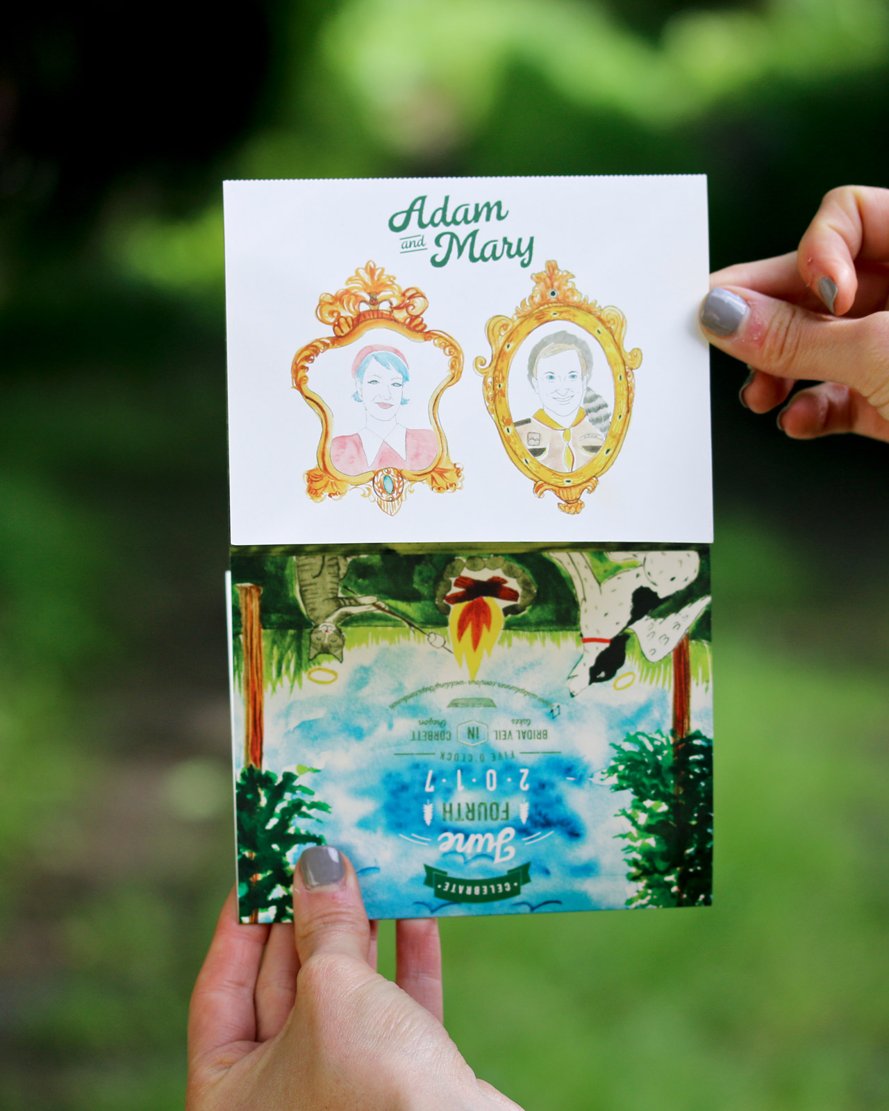 Quirky Camping-Inspired Watercolor Wedding Invitations by Wide Eyes Paper Co.