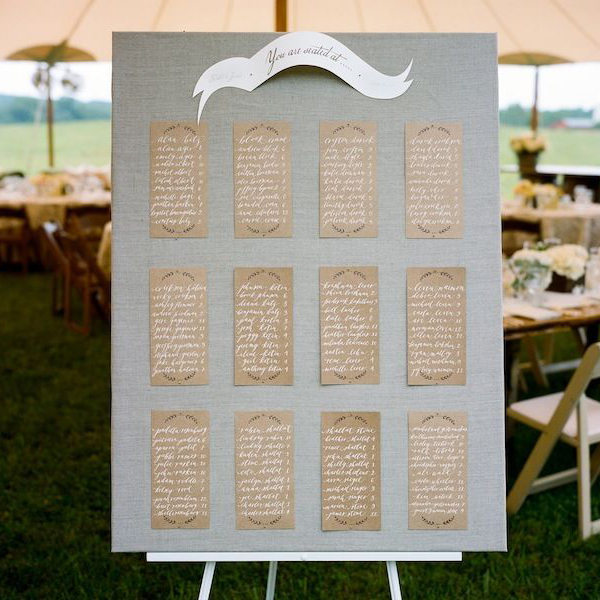 Calligraphy Wedding Seating Chart by Neither Snow / Photo Credit: A Bryan Photo