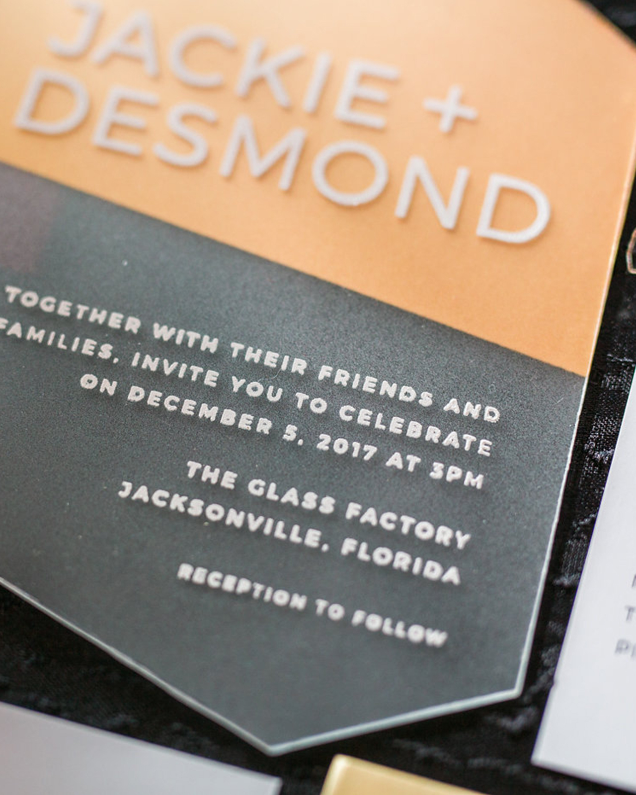 Modern Orange and Burgundy Acrylic Wedding Invitations by Ink and Sable