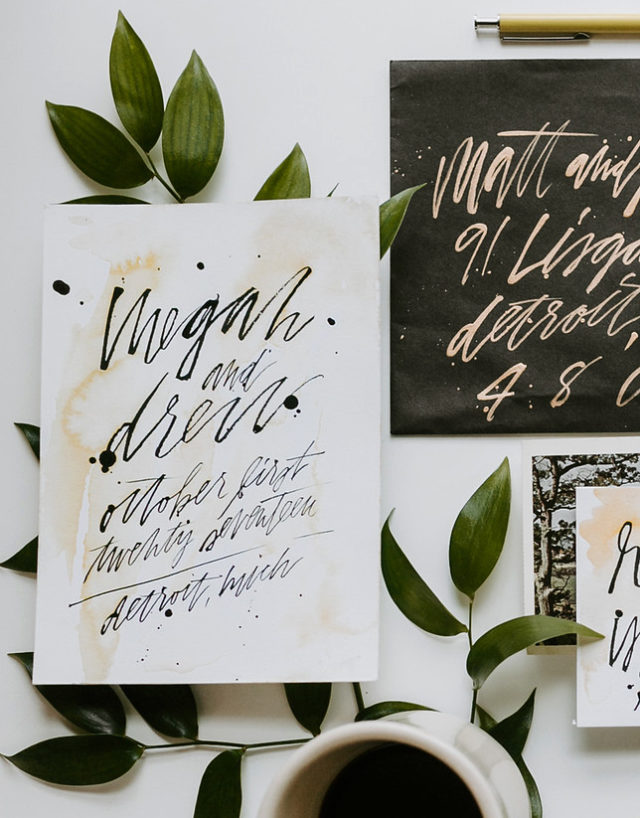 Modern Hand Painted Sumi Ink Invitations