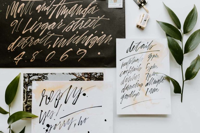 Modern Hand Painted Sumi Ink Invitations