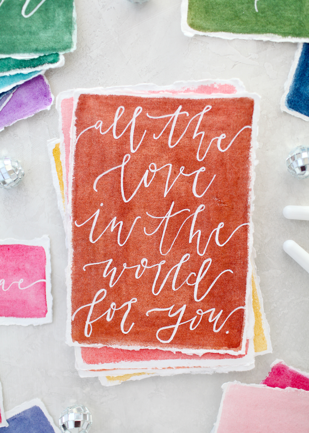 Rainbow Watercolor Wedding Stationery Inspiration with Sakura Koi Watercolors and White Gelly Roll Pens