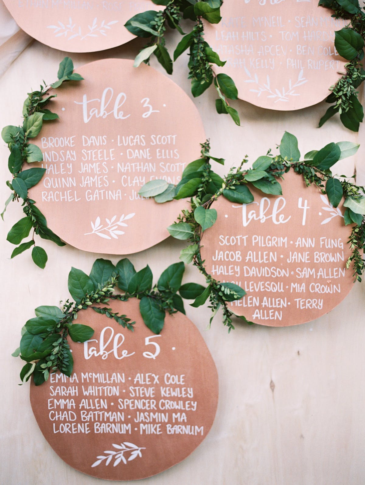 Copper Calligraphy Seating Chart / Photo Credit: Blush Wedding Photography