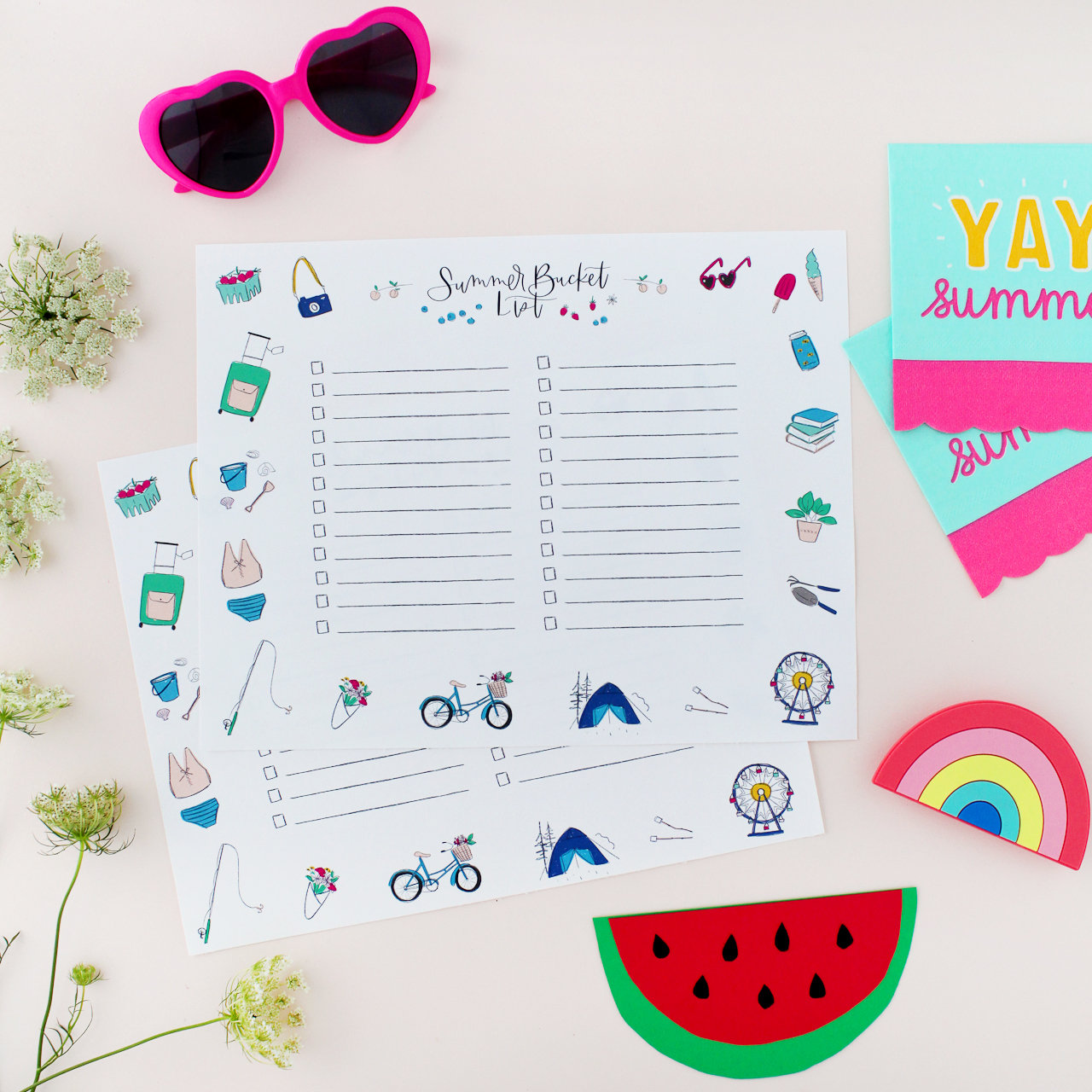 Printable Summer Bucket List by Bright Room Studio for Oh So Beautiful Paper