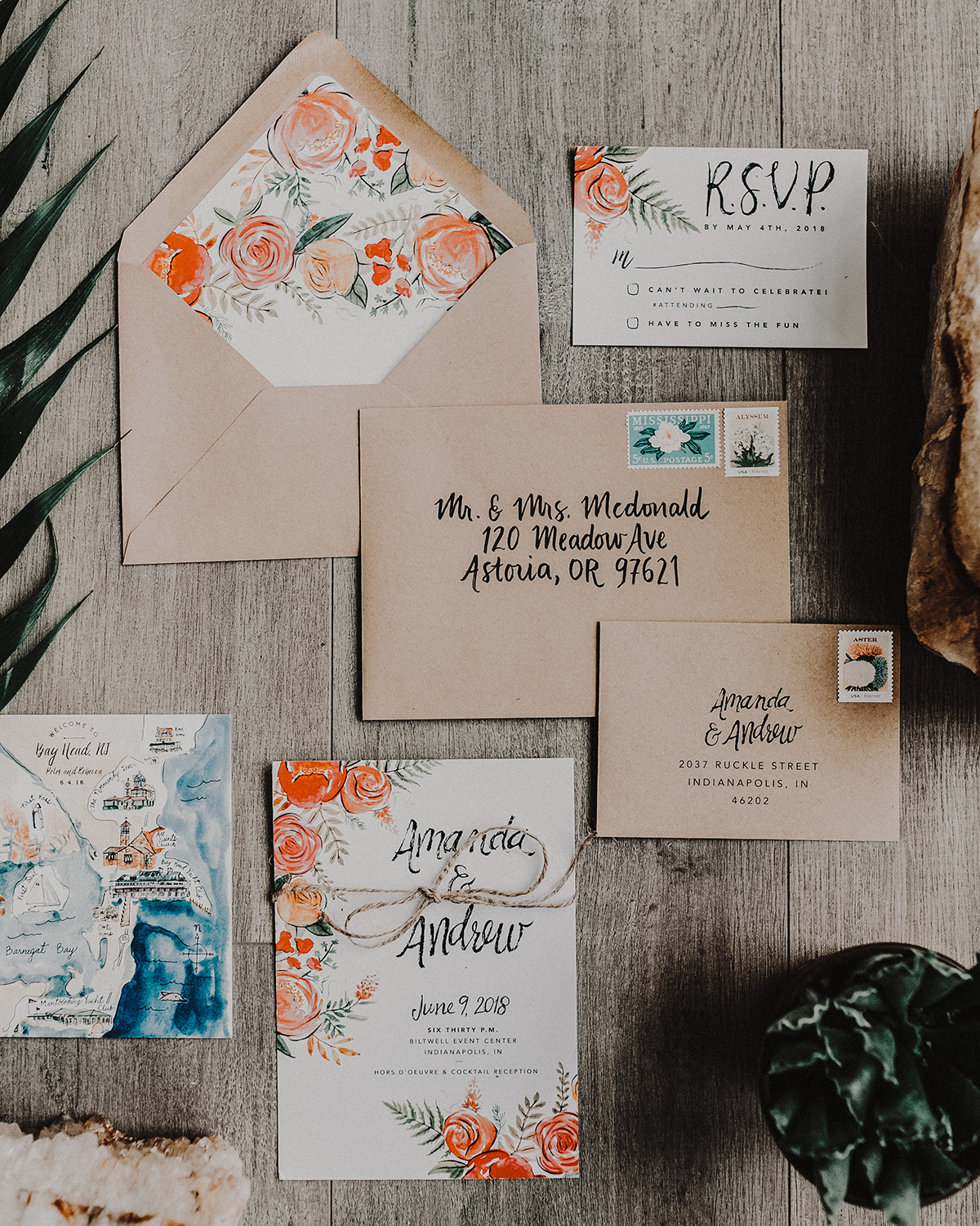 Vibrant Floral Summer Wedding Invitations by Wide Eyes Paper Co.