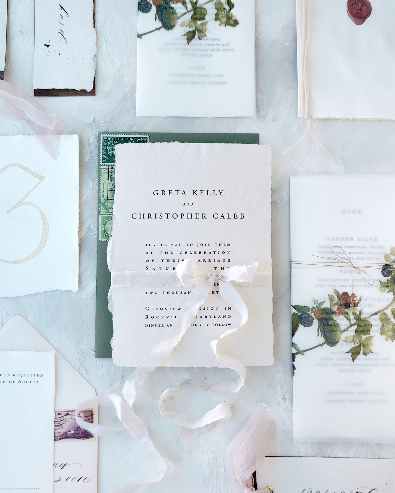 Minimalist Type-Driven Wedding Invitations on Handmade Paper by Every Little Letter