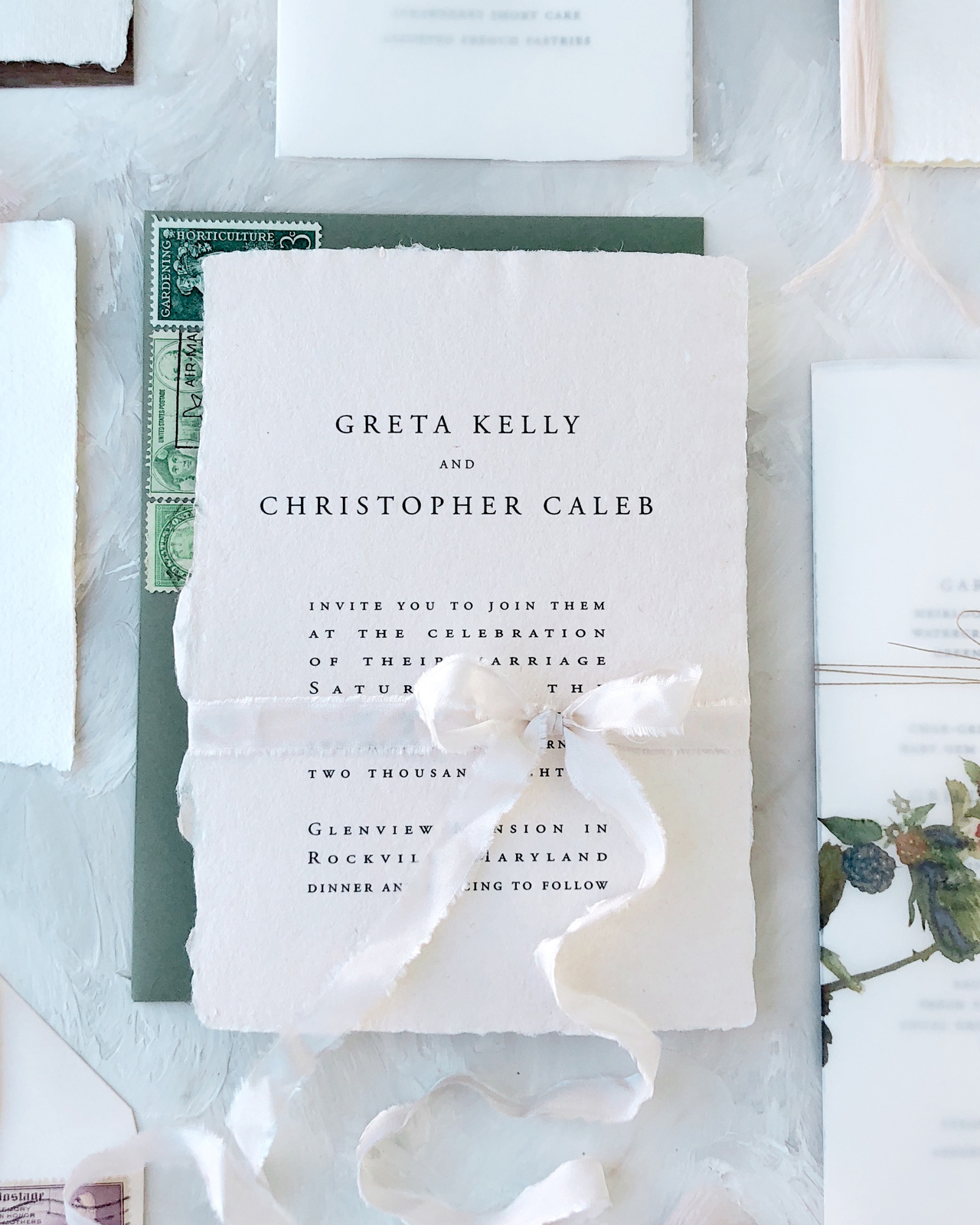 Minimalist Type-Driven Wedding Invitations on Handmade Paper by Every Little Letter
