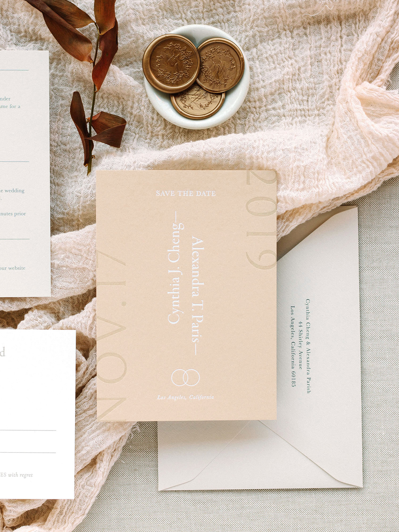 Modern Minimalist Wedding Invitations by Owl Post Calligraphy