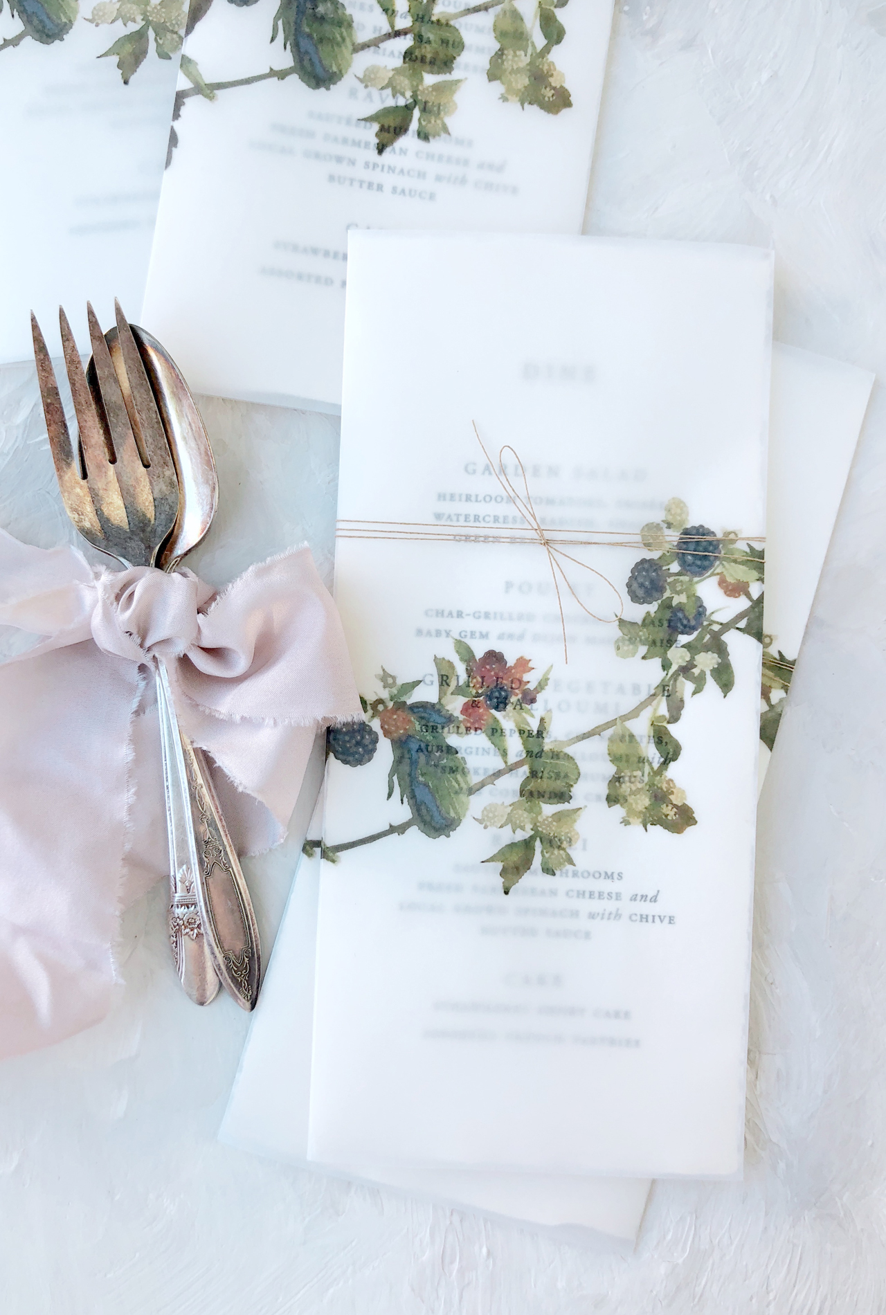 Wedding Menu with Vellum Overlay by Every Little Letter