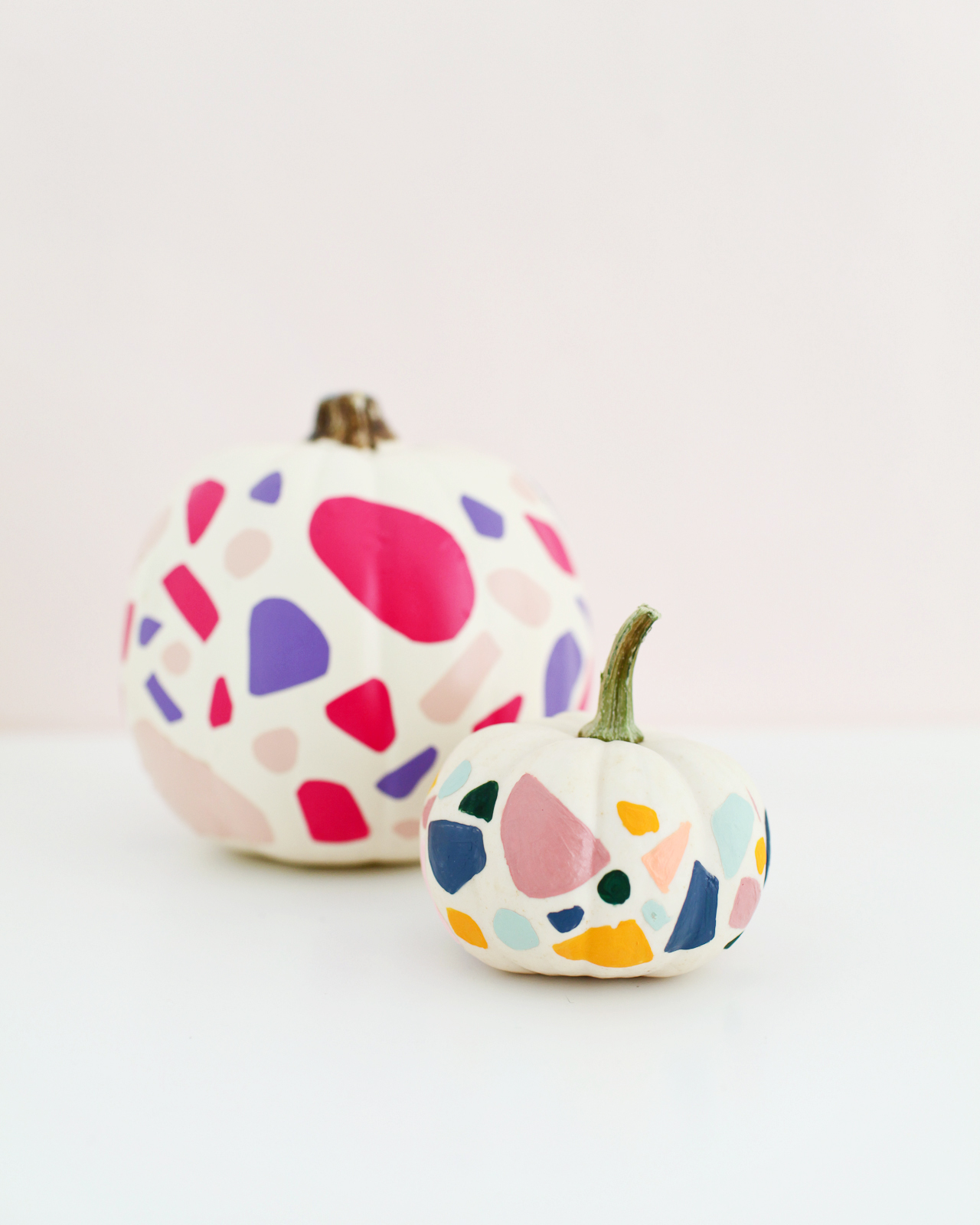 DIY No Carve Terrazzo-Inspired Pumpkins