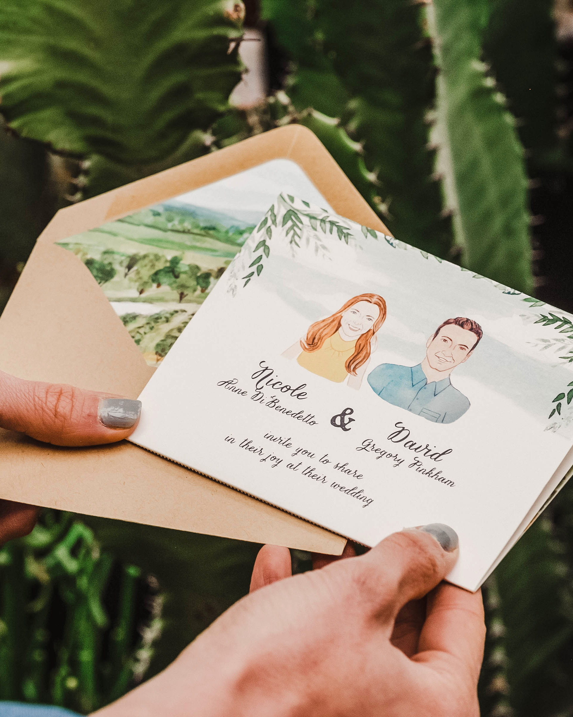 Illustrated Vineyard Wedding Invitations by Wide Eyes Paper Co.